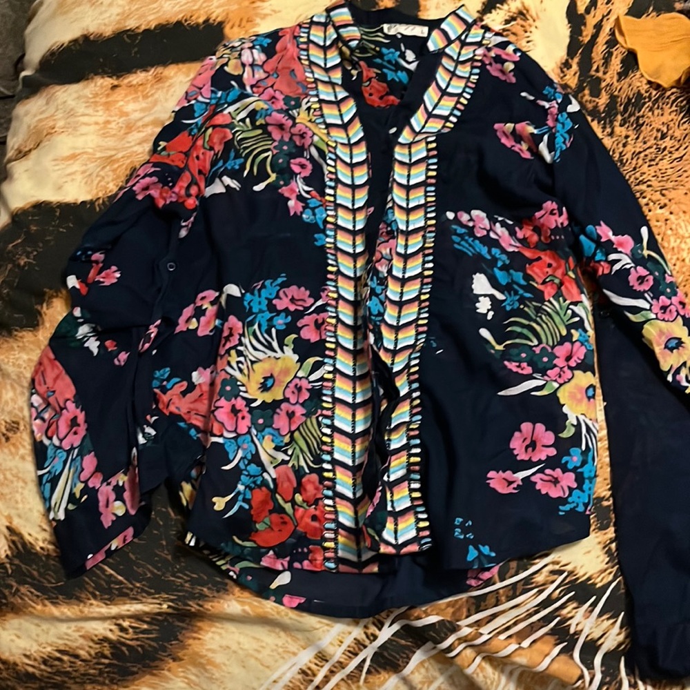 See through blue w/ flowers, size L